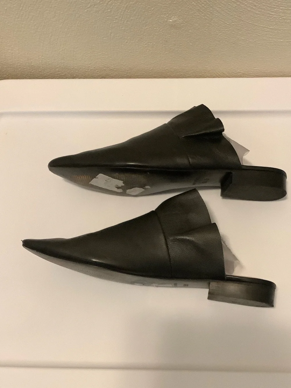 Free People Black Pointed Leather Mules